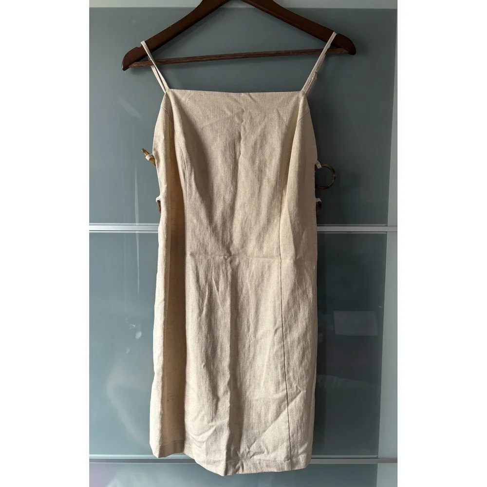 Anthropologie side cut out Cream Mini Dress with Spaghetti Straps